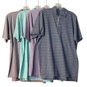 B. Draddy Bundle of 4 Polo Golf Shirts Size M Stripes Blue Green Preppy
